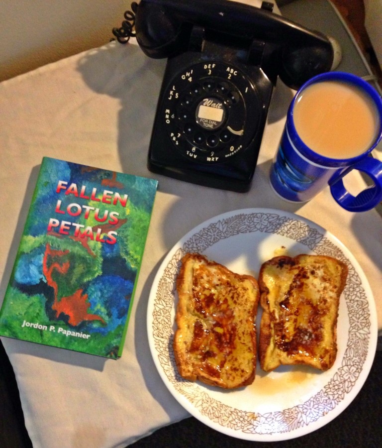 Some French Toast to go with your domestic fast pass thriller book Fallen Lotus Petals